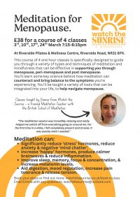 Meditation for Menopause Classes in March 2026 flyer